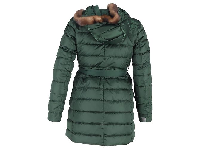 Jaqueta de down verde em poliamida com cinto e acabamento em pele de Max Mara Verde oliva - vista 3