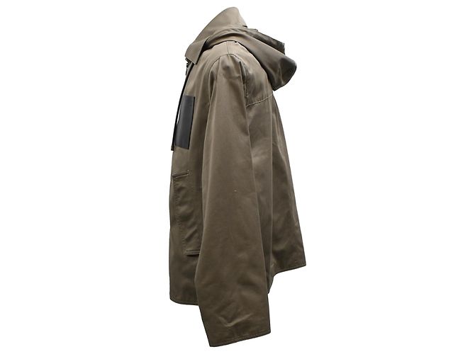Giacca con cappuccio zip in cotone marrone con logo in rilievo Loewe - vista 2