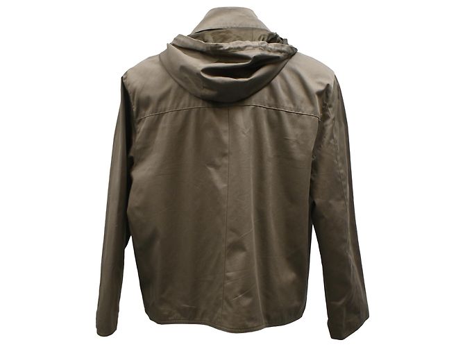 Giacca con cappuccio zip in cotone marrone con logo in rilievo Loewe - vista 3