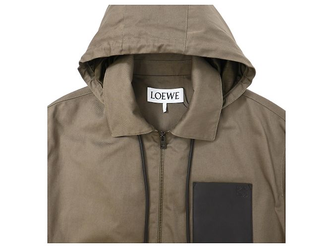 Giacca con cappuccio zip in cotone marrone con logo in rilievo Loewe - vista 5