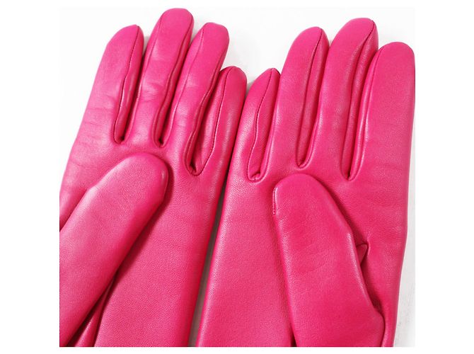 Hermès Guantes de cuero de cordero Kelly de metal Hermes rosa - vista 5