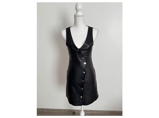 Schwarzes Lederkleid von Maje Größe 36 - Ansicht 2