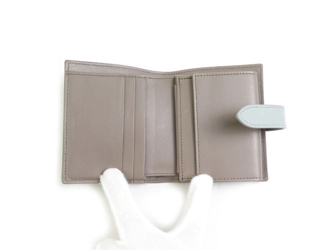 Céline Billetera de cuero plegable Celine Castaño Azul Gris - vista 3