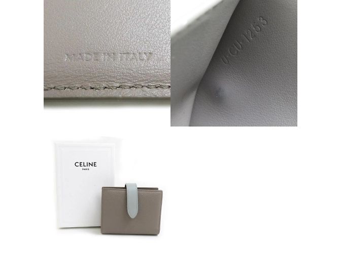 Céline Billetera de cuero plegable Celine Castaño Azul Gris - vista 5