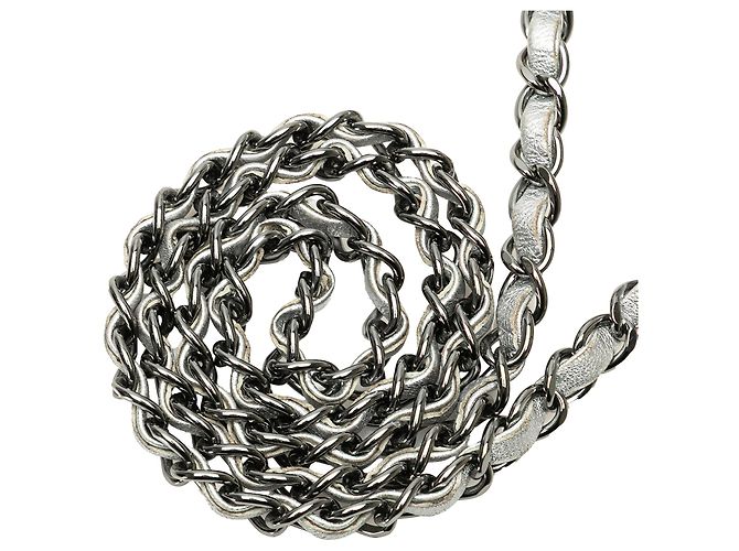 Chanel Mini perforato in agnello argento Punch Flap - vista 10