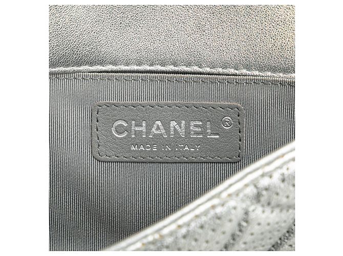 Chanel Mini perforato in agnello argento Punch Flap - vista 6