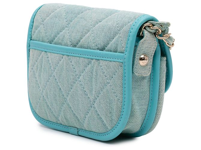 Chanel Blu Mini CC Borsa Messenger in Denim Trapuntato - vista 2