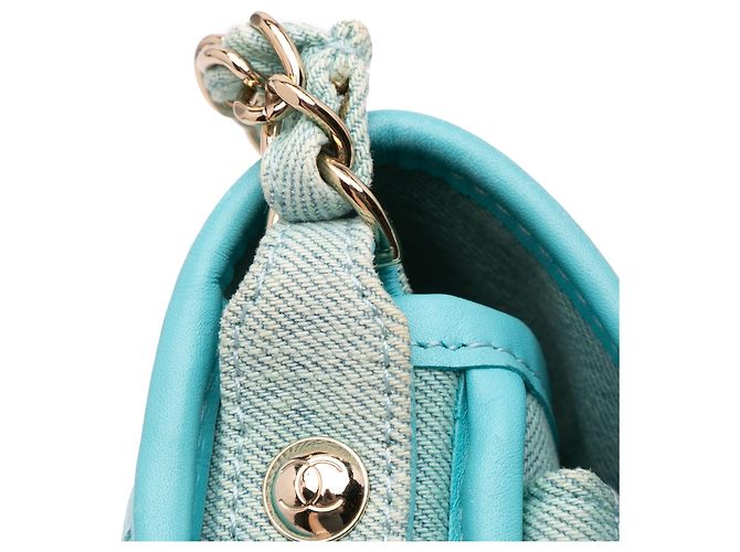 Chanel Blu Mini CC Borsa Messenger in Denim Trapuntato - vista 9