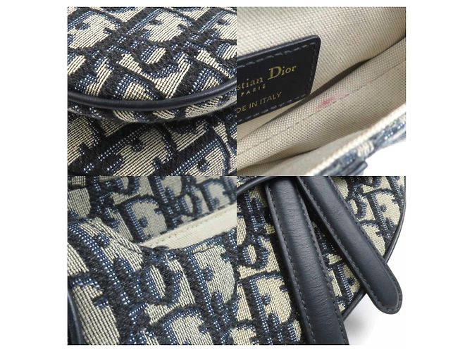 Borsa a tracolla in tela blu navy Christian Dior - vista 3
