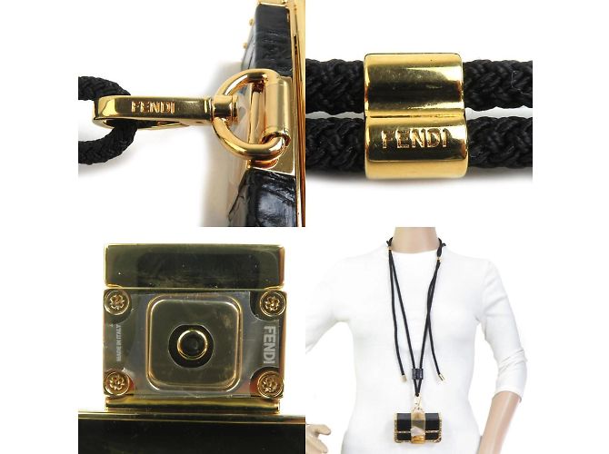 Fendi Tech Ledger Nano X Baguette Geldbörse Schwarz Golden - Ansicht 5
