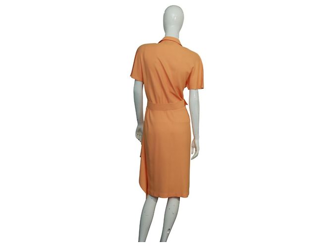 Vestido envelope com cinto de viscose laranja Thierry Mugler - vista 3