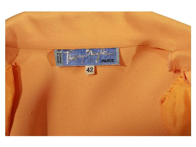 Vestido envelope com cinto de viscose laranja Thierry Mugler - vista 4