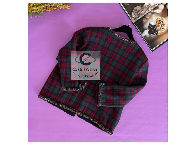 Chanel Paris / Edinburgh Iconic Red Tartan Jacket 52 FR Multiple colors - view 11