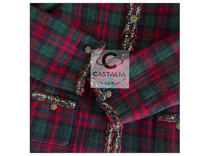 Chanel Paris / Edinburgh Iconic Red Tartan Jacket 52 FR Multiple colors - view 12