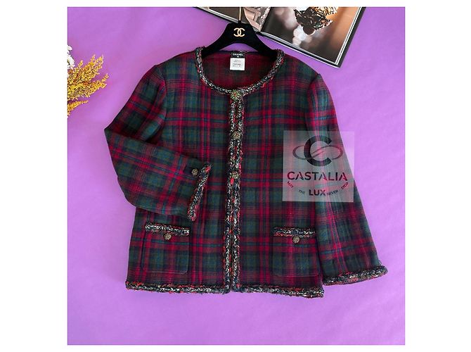 Chanel Paris / Edinburgh Iconic Red Tartan Jacket 52 FR Multiple colors - view 13