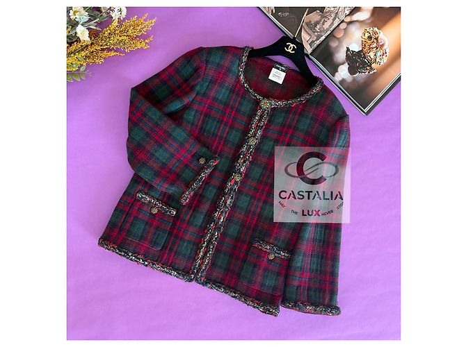 Chanel Paris / Edinburgh Iconic Red Tartan Jacket 52 FR Multiple colors - view 2