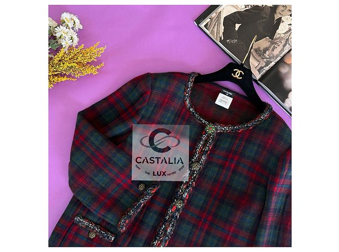 Chanel Paris / Edinburgh Iconic Red Tartan Jacket 52 FR Multiple colors - view 4
