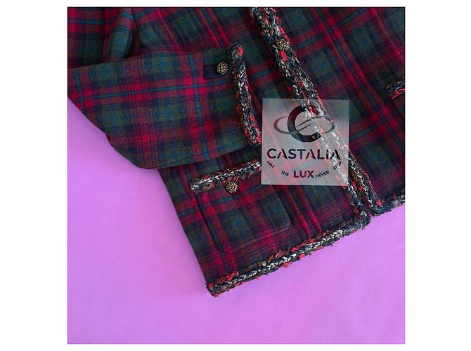 Chanel Paris / Edinburgh Iconic Red Tartan Jacket 52 FR Multiple colors - view 5