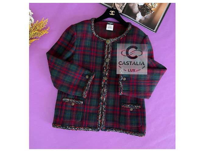 Chanel Paris / Edinburgh Iconic Red Tartan Jacket 52 FR Multiple colors - view 6