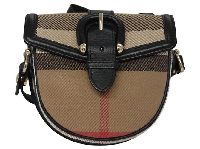 Burberry Nova Check Schultertasche aus Canvas Leder Beige Schwarz Gold Auth BA620 Golden - Ansicht 13