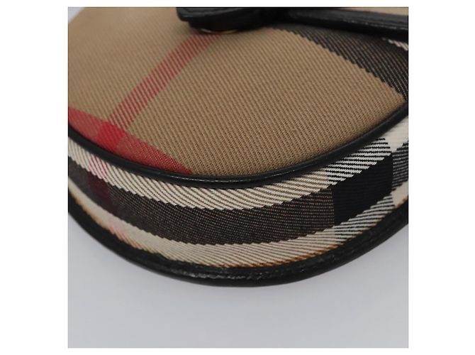 Burberry Nova Check Schultertasche aus Canvas Leder Beige Schwarz Gold Auth BA620 Golden - Ansicht 14