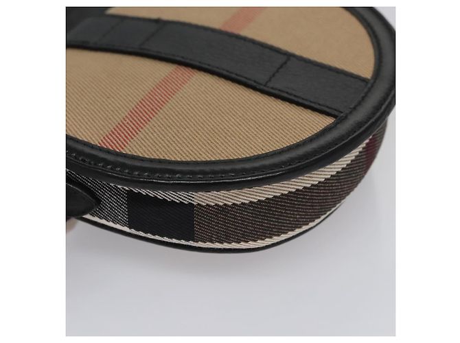Burberry Nova Check Schultertasche aus Canvas Leder Beige Schwarz Gold Auth BA620 Golden - Ansicht 15