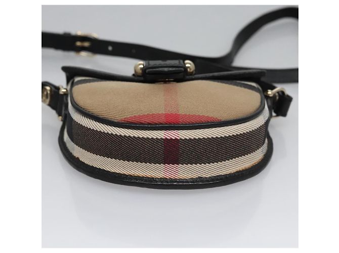 Burberry Nova Check Schultertasche aus Canvas Leder Beige Schwarz Gold Auth BA620 Golden - Ansicht 5