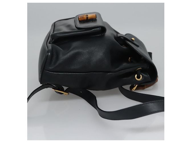 Zaino in pelle Gucci Bamboo Nero Oro 003 3444 0030 Auth nb256 - vista 3