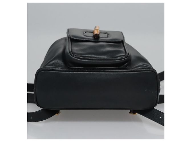 Zaino in pelle Gucci Bamboo Nero Oro 003 3444 0030 Auth nb256 - vista 5