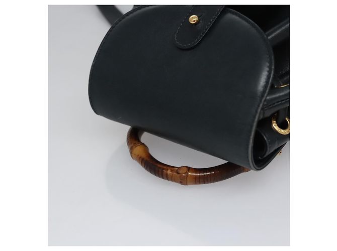 Zaino in pelle Gucci Bamboo Nero Oro 003 3444 0030 Auth nb256 - vista 6