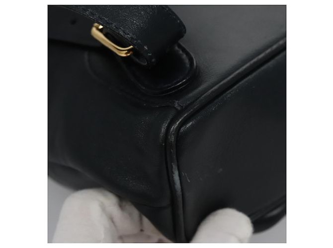 Zaino in pelle Gucci Bamboo Nero Oro 003 3444 0030 Auth nb256 - vista 9