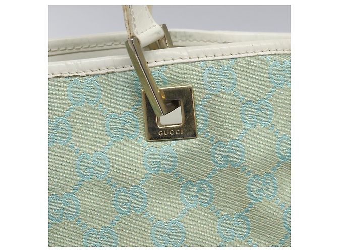 GUCCI GG Canvas Tote Bag Hellblau Gold 002 1098 Auth EC700 Golden - Ansicht 10