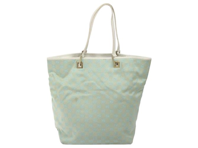 GUCCI GG Canvas Tote Bag Hellblau Gold 002 1098 Auth EC700 Golden - Ansicht 13