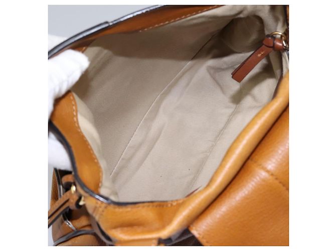 Chloé Borsa a Spalla Chloe Lexa in Pelle Marrone Oro Auth EC560 - vista 11