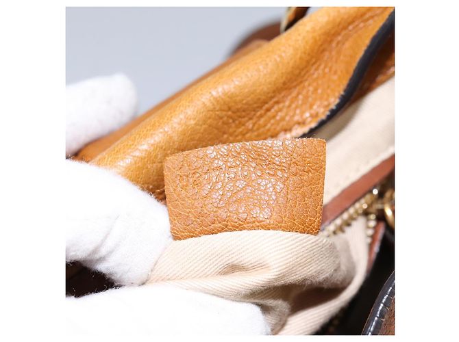 Chloé Borsa a Spalla Chloe Lexa in Pelle Marrone Oro Auth EC560 - vista 12