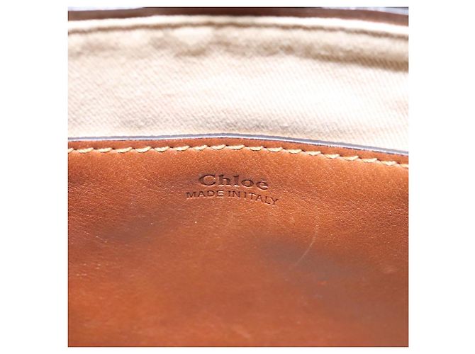 Chloé Borsa a Spalla Chloe Lexa in Pelle Marrone Oro Auth EC560 - vista 18