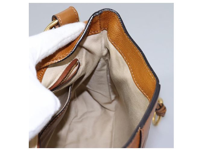 Chloé Borsa a Spalla Chloe Lexa in Pelle Marrone Oro Auth EC560 - vista 20