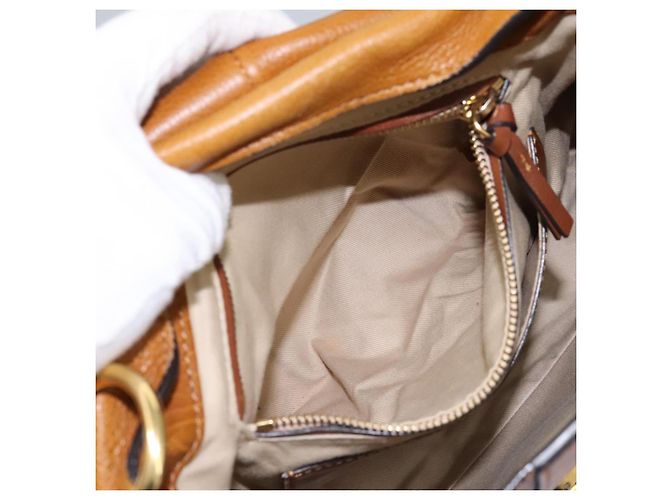 Chloé Borsa a Spalla Chloe Lexa in Pelle Marrone Oro Auth EC560 - vista 22