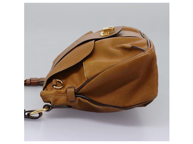 Chloé Borsa a Spalla Chloe Lexa in Pelle Marrone Oro Auth EC560 - vista 3