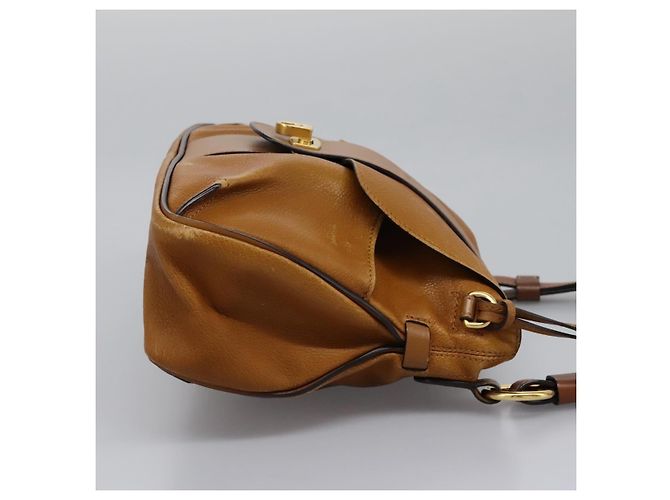 Chloé Borsa a Spalla Chloe Lexa in Pelle Marrone Oro Auth EC560 - vista 4