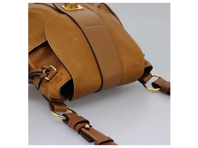 Chloé Borsa a Spalla Chloe Lexa in Pelle Marrone Oro Auth EC560 - vista 6