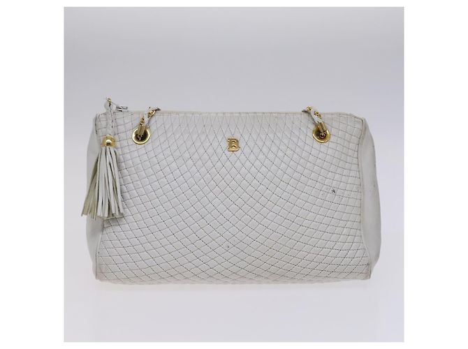 Borsa Boston a spalla in pelle BALLY INTRECCIATO 3 pezzi nero bianco Auth bs23216 - vista 10