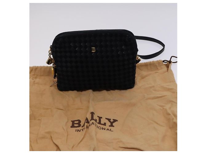 Borsa Boston a spalla in pelle BALLY INTRECCIATO 3 pezzi nero bianco Auth bs23216 - vista 18