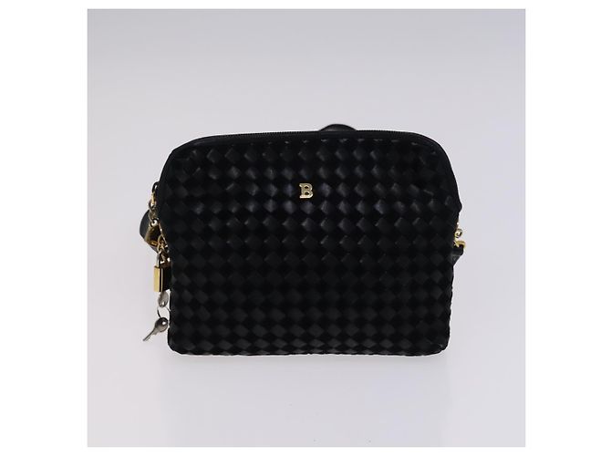 Borsa Boston a spalla in pelle BALLY INTRECCIATO 3 pezzi nero bianco Auth bs23216 - vista 19