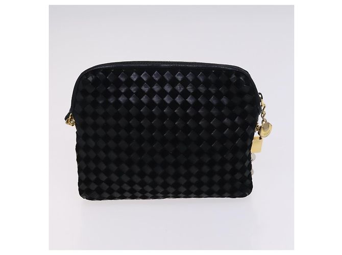 Borsa Boston a spalla in pelle BALLY INTRECCIATO 3 pezzi nero bianco Auth bs23216 - vista 20
