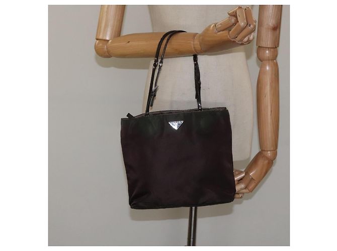 PRADA Borsa a mano in nylon khaki Auth ki5477 Cachi - vista 24