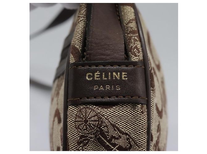 Céline Borsa a spalla CELINE C Sulky in tela e pelle beige marrone Auth EC715 - vista 10
