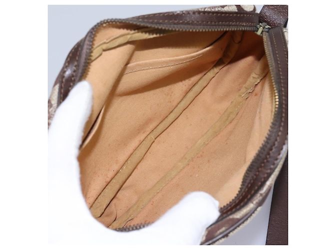 Céline Borsa a spalla CELINE C Sulky in tela e pelle beige marrone Auth EC715 - vista 12