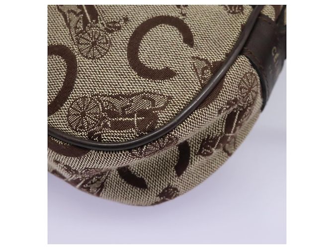 Céline Borsa a spalla CELINE C Sulky in tela e pelle beige marrone Auth EC715 - vista 14