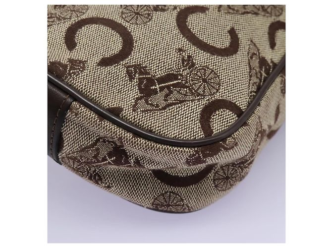 Céline Borsa a spalla CELINE C Sulky in tela e pelle beige marrone Auth EC715 - vista 15